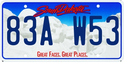 SD license plate 83AW53