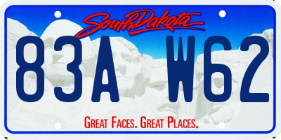 SD license plate 83AW62