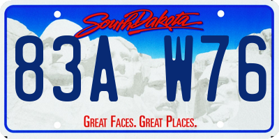 SD license plate 83AW76