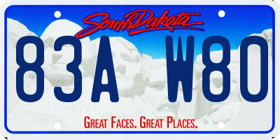 SD license plate 83AW80