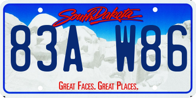SD license plate 83AW86