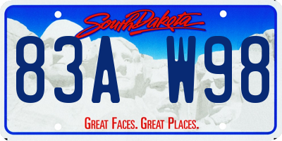SD license plate 83AW98