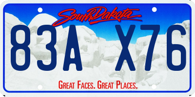 SD license plate 83AX76