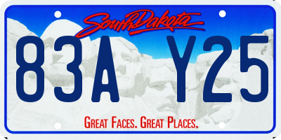 SD license plate 83AY25