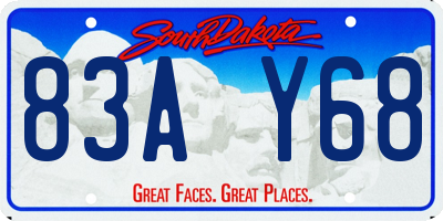 SD license plate 83AY68