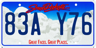 SD license plate 83AY76