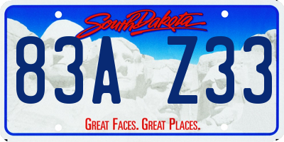 SD license plate 83AZ33