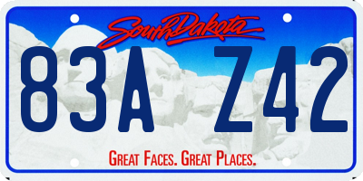 SD license plate 83AZ42