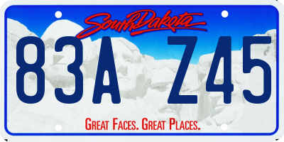 SD license plate 83AZ45