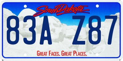 SD license plate 83AZ87