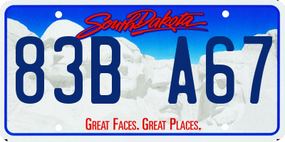 SD license plate 83BA67