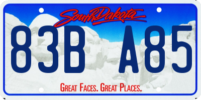 SD license plate 83BA85
