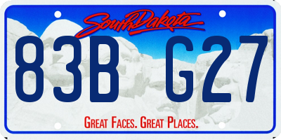 SD license plate 83BG27