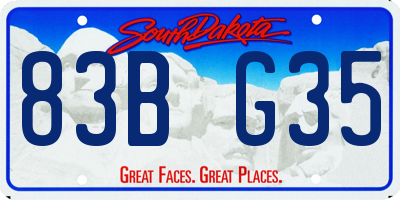SD license plate 83BG35