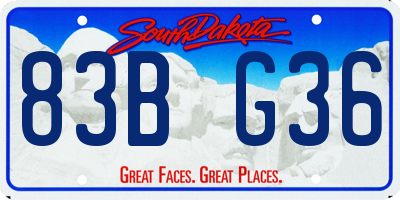 SD license plate 83BG36