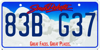 SD license plate 83BG37