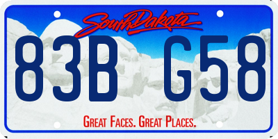 SD license plate 83BG58