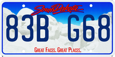 SD license plate 83BG68