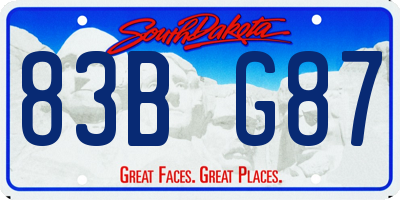 SD license plate 83BG87