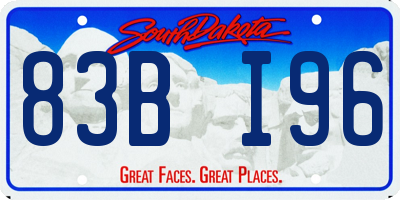 SD license plate 83BI96