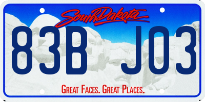 SD license plate 83BJ03