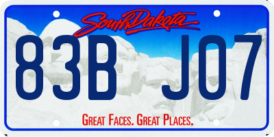 SD license plate 83BJ07