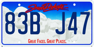 SD license plate 83BJ47