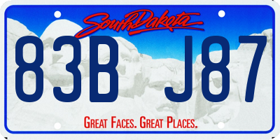 SD license plate 83BJ87