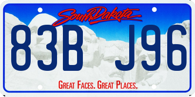 SD license plate 83BJ96