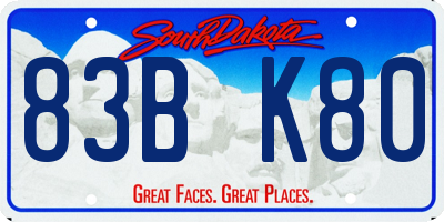 SD license plate 83BK80
