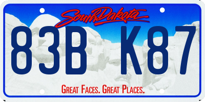 SD license plate 83BK87