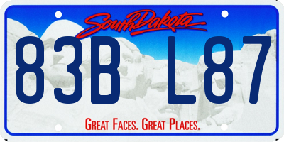 SD license plate 83BL87