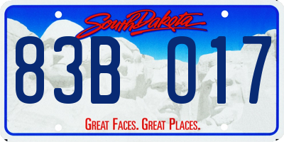 SD license plate 83BO17