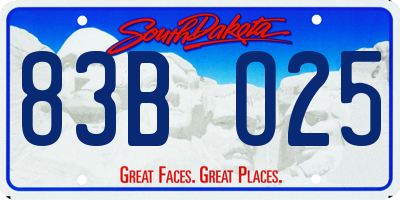 SD license plate 83BO25