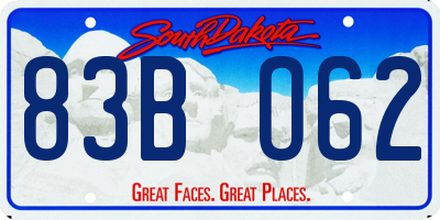 SD license plate 83BO62