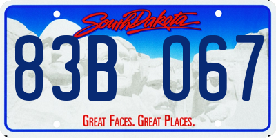 SD license plate 83BO67