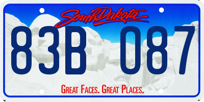 SD license plate 83BO87