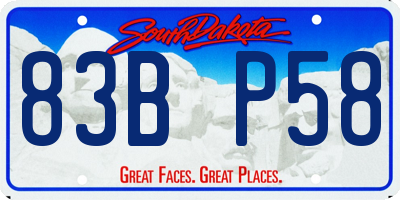 SD license plate 83BP58