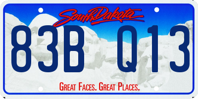 SD license plate 83BQ13