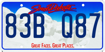 SD license plate 83BQ87