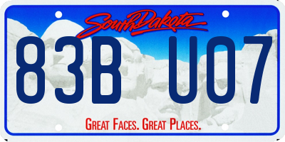 SD license plate 83BU07