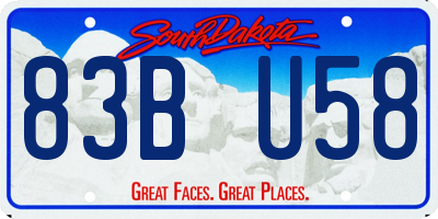 SD license plate 83BU58