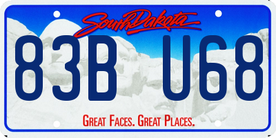 SD license plate 83BU68