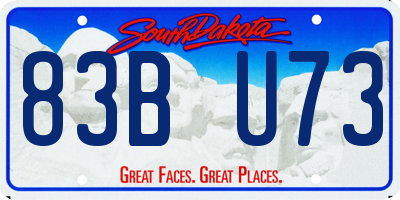 SD license plate 83BU73