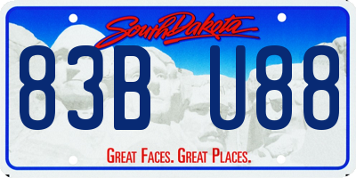 SD license plate 83BU88