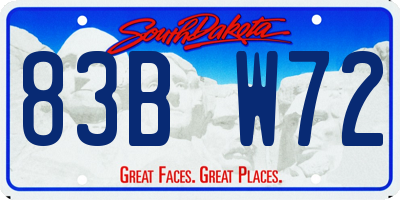 SD license plate 83BW72