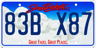 SD license plate 83BX87