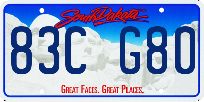 SD license plate 83CG80