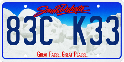 SD license plate 83CK33