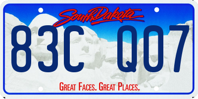 SD license plate 83CQ07